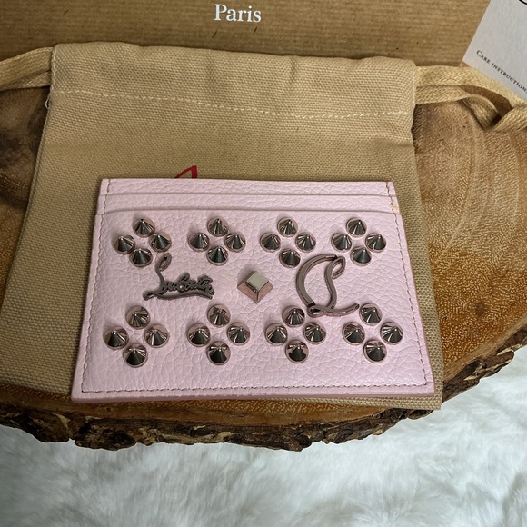 Christian Louboutin Blush Pink Embellished Card Holder - Picture 7 of 8